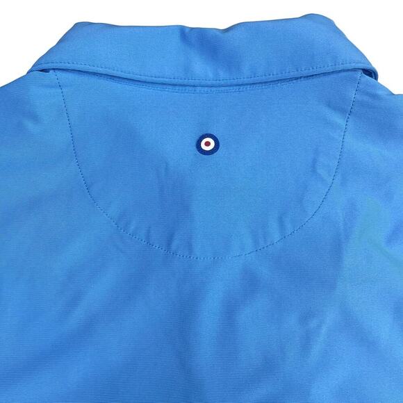 NWT BEN SHERMAN Golf 3 Button Tech Jersey Polo Sz Small Azure Mini Stripes - Picture 5 of 5